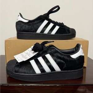 Adidas Superstar 2 Black Pony Hair White Cloud Women’s JH9475 Size 8 Black White